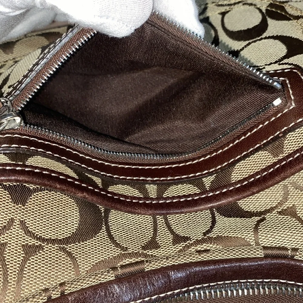 COACH 6045 Signature Canvas Half Moon Handbag - Brown Y2K